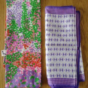 Lot of 2 Scarves - Purple Boxed and Bright Floral